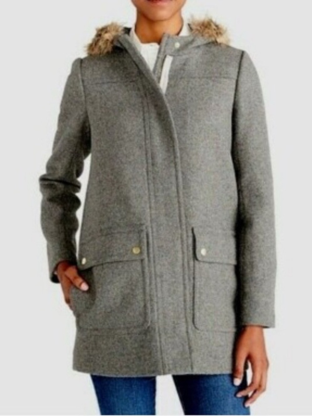 *Summer Sale* J Crew Wool Blend Vail Parka Winter Coat With Hood Size 20 1X 2X